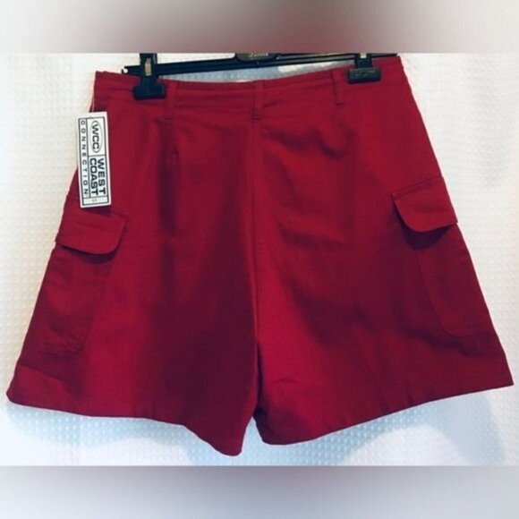 Women’s West‎ Coat Connection high waisted Y2K red Cargo Y2K Shorts size 13 - Picture 11 of 12